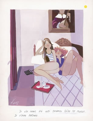 Sample artwork by Edmond Kiraz (1923 - 2020), known for illustrations of parisiennes - View similar artists and auction records