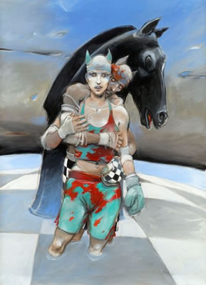 CHESS-BOXERS WITH BLACK HORSE