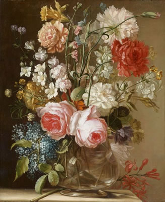 Vase de fleurs sur un entablement