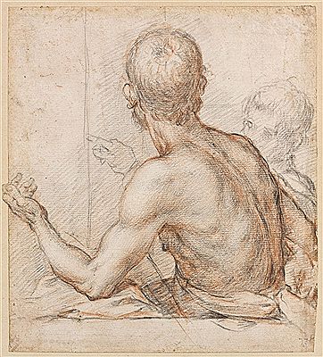 Etude d`homme de dos et d`un jeune homme au second plan