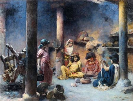 JEUNES ALGÉRIENNES PRÉPARANT LE COUSCOUS