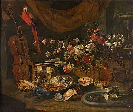STILL-LIFE WITH A PARROT AND A GARLAND