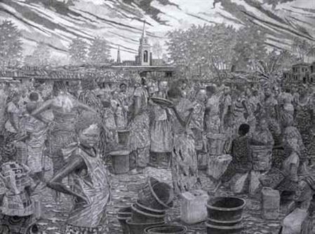 WAR SAVAGED PEOPLE PATIENTLY WAIT FOR WATER SUPPLY