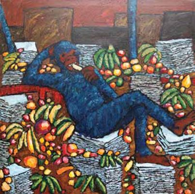 Sample artwork by Ogbemi Heymann (Born 1967), known for painting - View similar artists and auction records