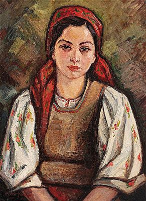 Red peasant scarf
