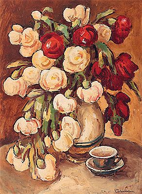 Vase with peonies