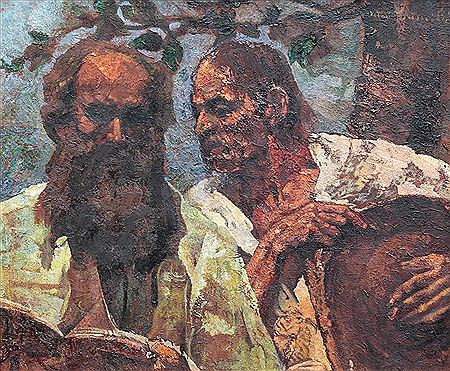 Confession peasant (Composition with portrait painter)
