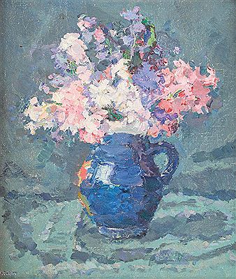Blue jug with hyacinth