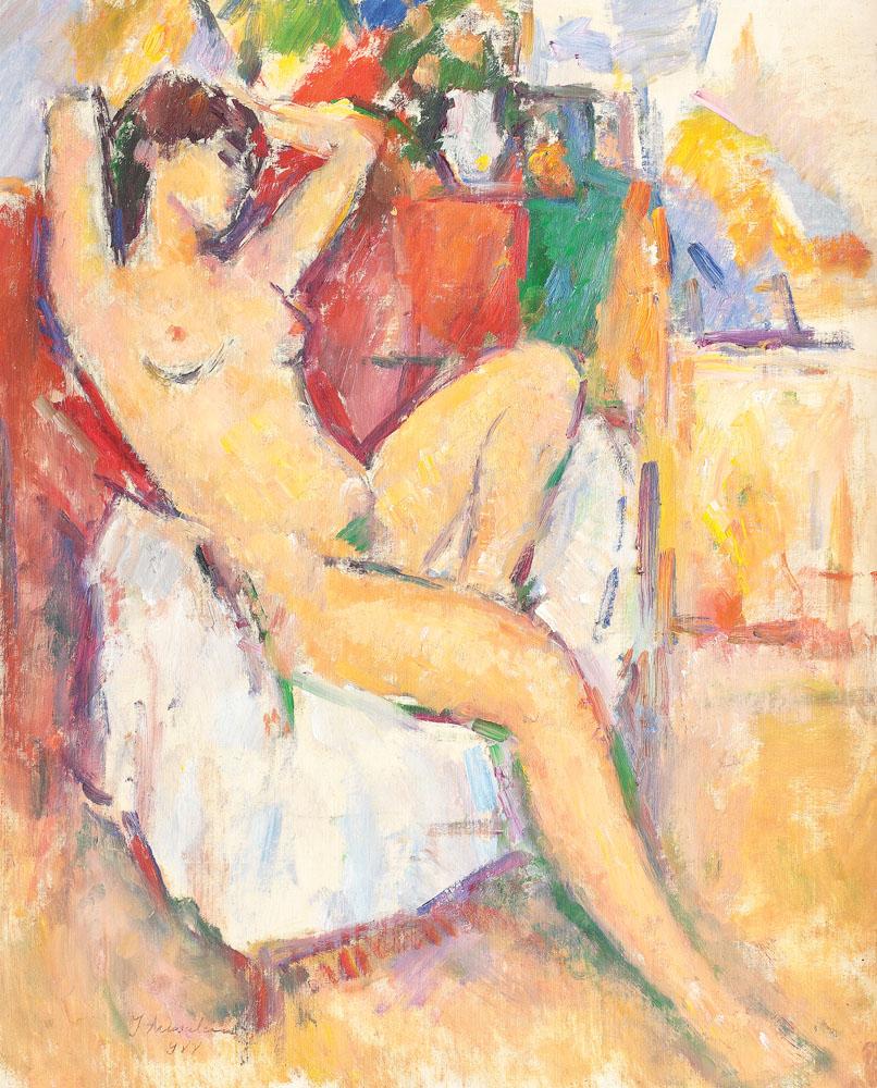 Nude in armchair by Ion Musceleanu - Auction record, sale price, and art valuation. Compare with similar artists and explore comparable artworks.