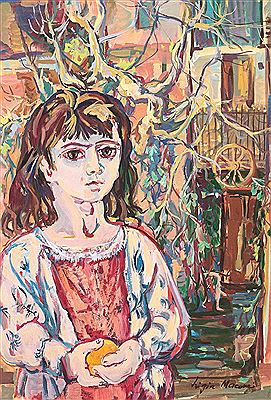 Little girl with orange