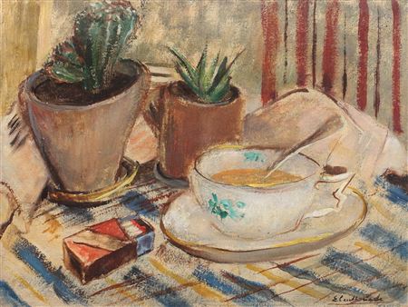 Natura statica cu ceasca de ceai by Micaela Eleutheriade - Auction record, sale price, and art valuation. Compare with similar artists and explore comparable artworks.