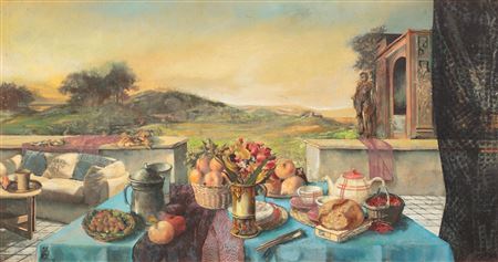 The blue table