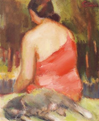 Femeia cu pisica by Francisc Sirato - Auction record, sale price, and art valuation. Compare with similar artists and explore comparable artworks.