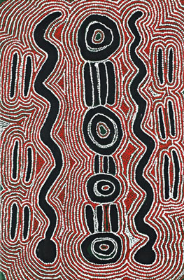 Snake Dreaming, 1998 by Biddy Rockman Napaljarri - Auction record, sale price, and art valuation. Compare with similar artists and explore comparable artworks.