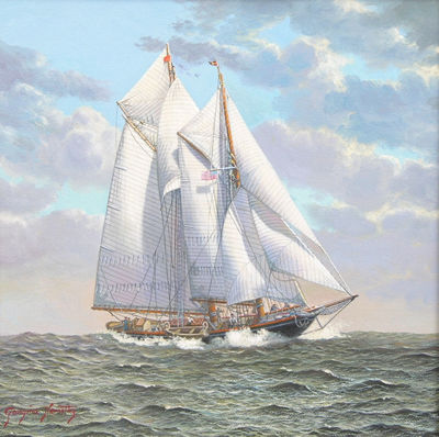 SCHOONER AT SEA