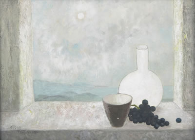 Still life with full moon by Wray Manning - Auction record, sale price, and art valuation. Compare with similar artists and explore comparable artworks.