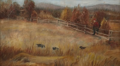 Portrait of Clarence Holbrook Carter: "Self-Portrait, Setters in the Field"