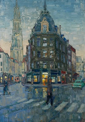 Antwerp, with Our Lady of Antwerp Cathedral in the background.