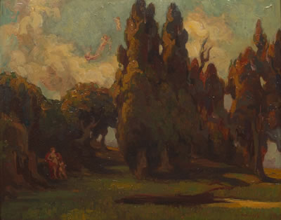Diana and Cupid in a Pastoral Landscape, Three Putti Floating in the Sky by Richard Hendorf - Auction record, sale price, and art valuation. Compare with similar artists and explore comparable artworks.