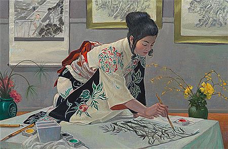 "The Sumi Painter" by Jack Richard - Auction record, sale price, and art valuation. Compare with similar artists and explore comparable artworks.