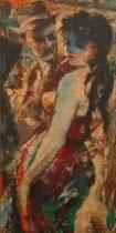 Scene depicting a "lady" with a gentleman and a scowling woman
