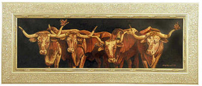 "Four Bulls Three Butterflies and One Bird"