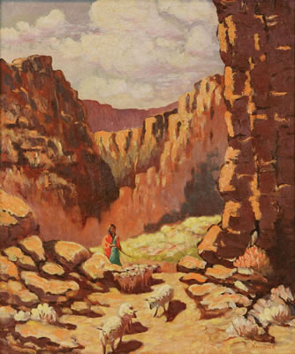 Herding the Sheep by Jake Ralph E Haverstick - Auction record, sale price, and art valuation. Compare with similar artists and explore comparable artworks.