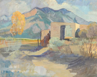 A) Untitled Taos Scene b) Gateway To Penitente Church, Taos
