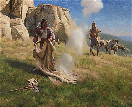 Sample artwork by Ken Laager (Born 1953), known for genre-indian-frontier, illustrator - View similar artists and auction records