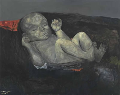 Sample artwork by Omran Younes (Born 1971), known for abstract figurative painting - View similar artists and auction records