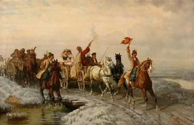 Wedding procession by Edward Gotzelmann - Auction record, sale price, and art valuation. Compare with similar artists and explore comparable artworks.
