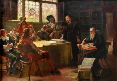 Historic scene with J. A. Komenský