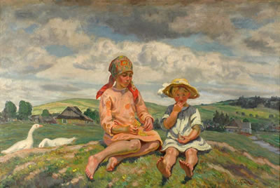 Boys herding geese. by Josef Fiala - Auction record, sale price, and art valuation. Compare with similar artists and explore comparable artworks.