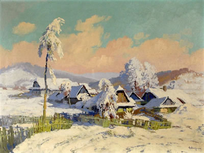 Snow-covered village