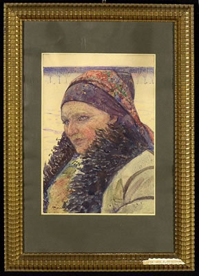 Pair of women in folk costumes. 1925 by Vincent Plesnivy - Auction record, sale price, and art valuation. Compare with similar artists and explore comparable artworks.