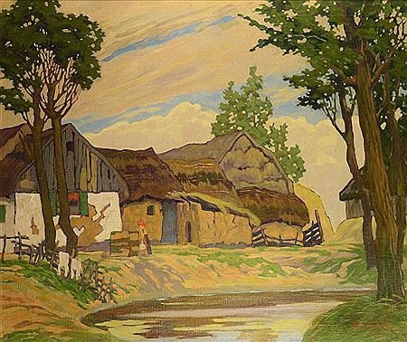 WALLACHIAN COTTAGES AND A POND
