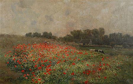 Deux enfants dans un champ de coquelicots