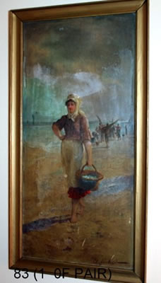 ONE OF FIGURE ON BEACH LOOKING OUTWARD and OTHER OF FIGURE GATHERING SHELL FISH (2)