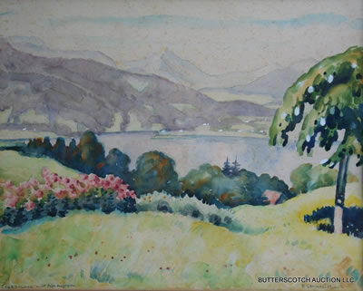 LANDSCAPE DEPICTING A LAKE IN THE MOUNTAINS