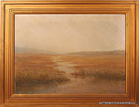 LANDSCAPE OF RIVER RUNNING THROUGH A MARSHLAND W/WATERFOWL