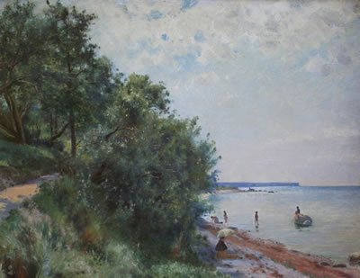 Visby view with figures