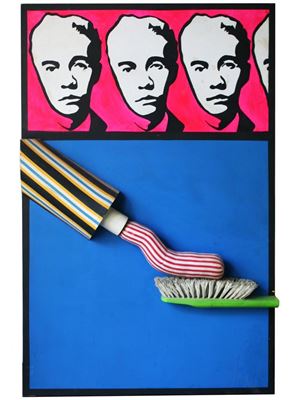 Toothpaste mixed media construction