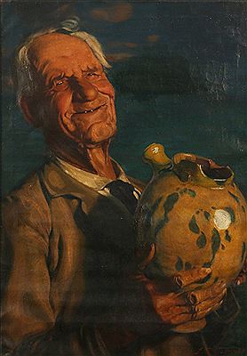 Portrait of a potter with his work