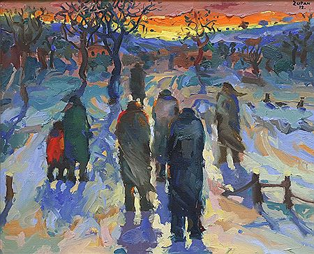 'Souvenirs a Enfance' (figures walking in the snow)