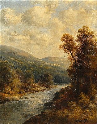 Mountainous landscape with a stream