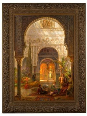 "Patio della Reina im Alcazar zu Sevilla".
