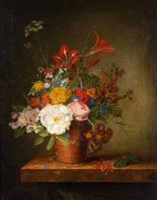 Bunter Strauß mit Rosen und Lilien