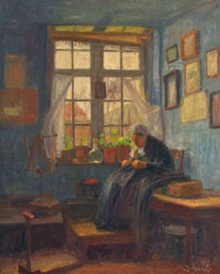 Begine am Fenster (Interieur eines Hauses im Beginenhof zu Brügge)