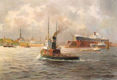 Sample artwork by Hans Porwoll (1898 - 1984), known for marine and landscape painting - View similar artists and auction records