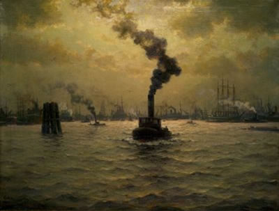 Tugs evening in Hamburg port